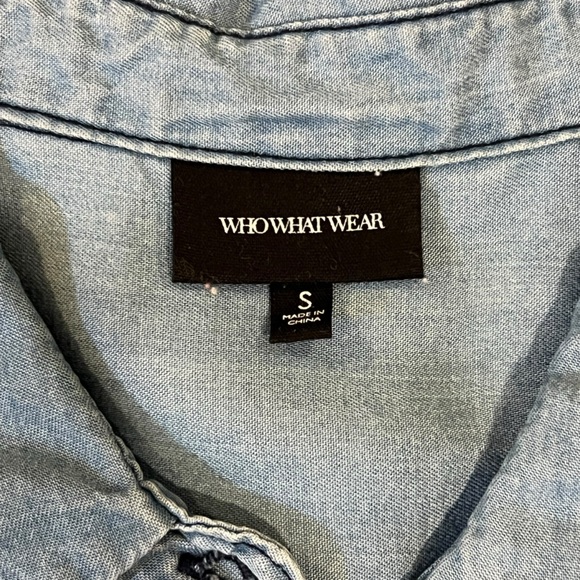 Who What Wear Sleeveless Button Down Denim Chambray Top Size Small - Picture 5 of 8
